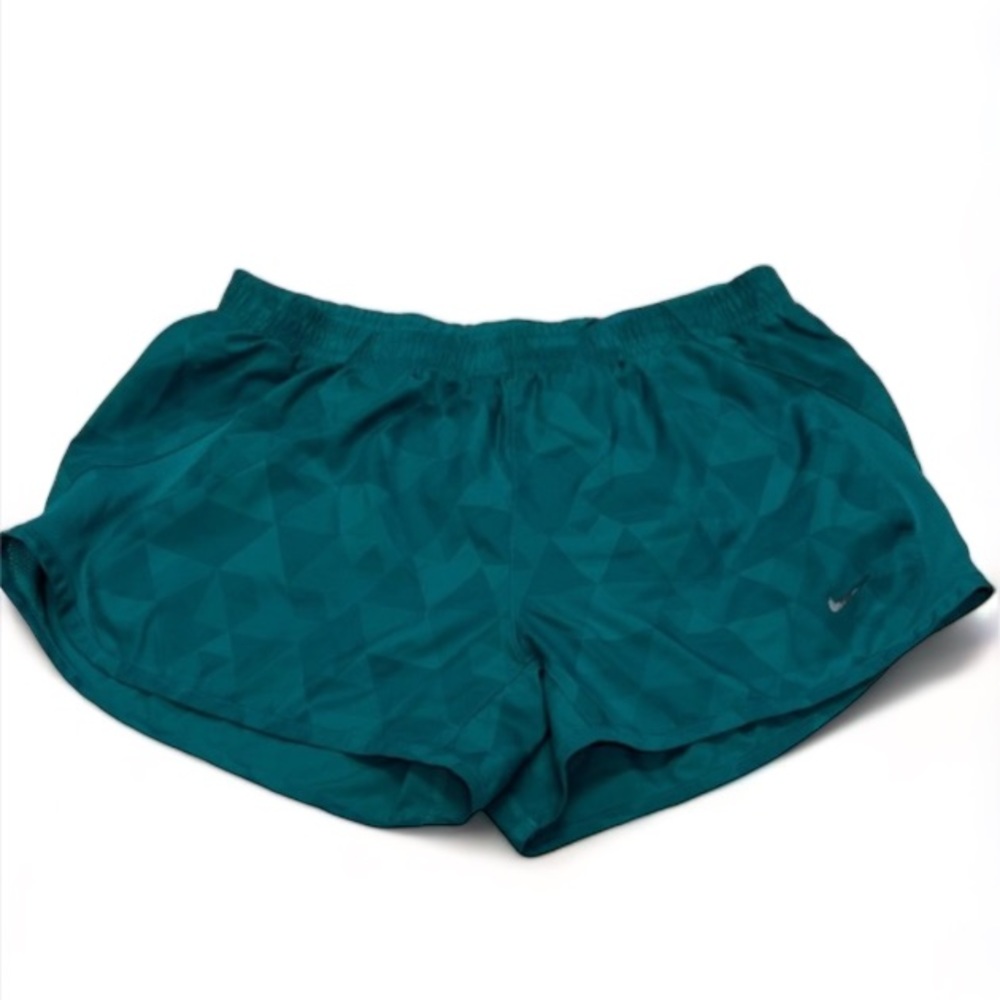 Nike Athletic Dri Fit Lined Teal Elastic Waist Ladies Shorts Size Small EUC